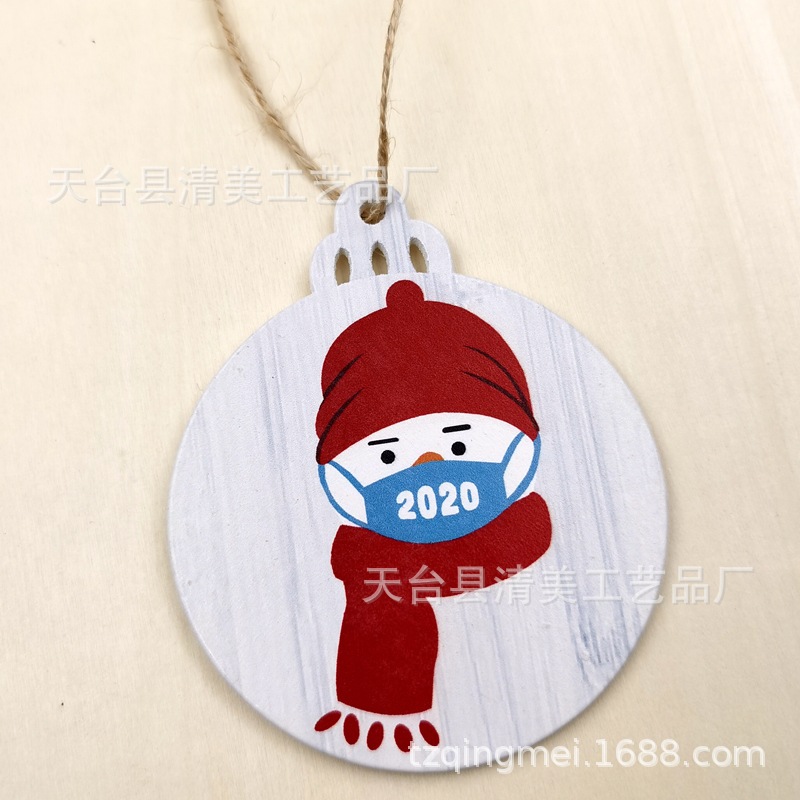 Máscara de bendición de bricolaje de madera Muñeco de nieve colgante de decoración navideña linterna creativa artesanía decoración pieza de madera