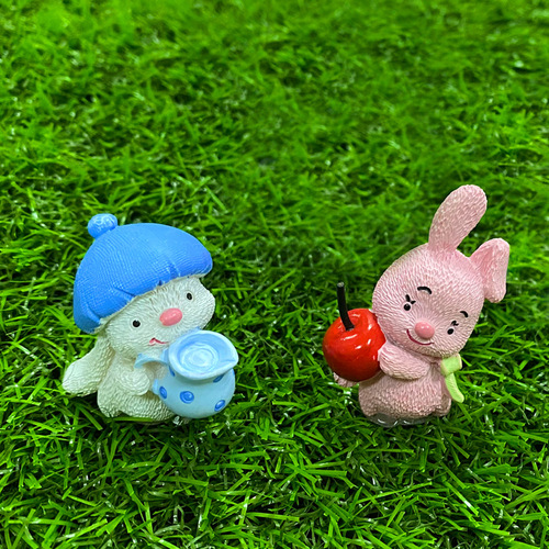 Miniature landscape decorative adorable cartoon rabbit car shelf accent pot landscape scenery small desk decoration