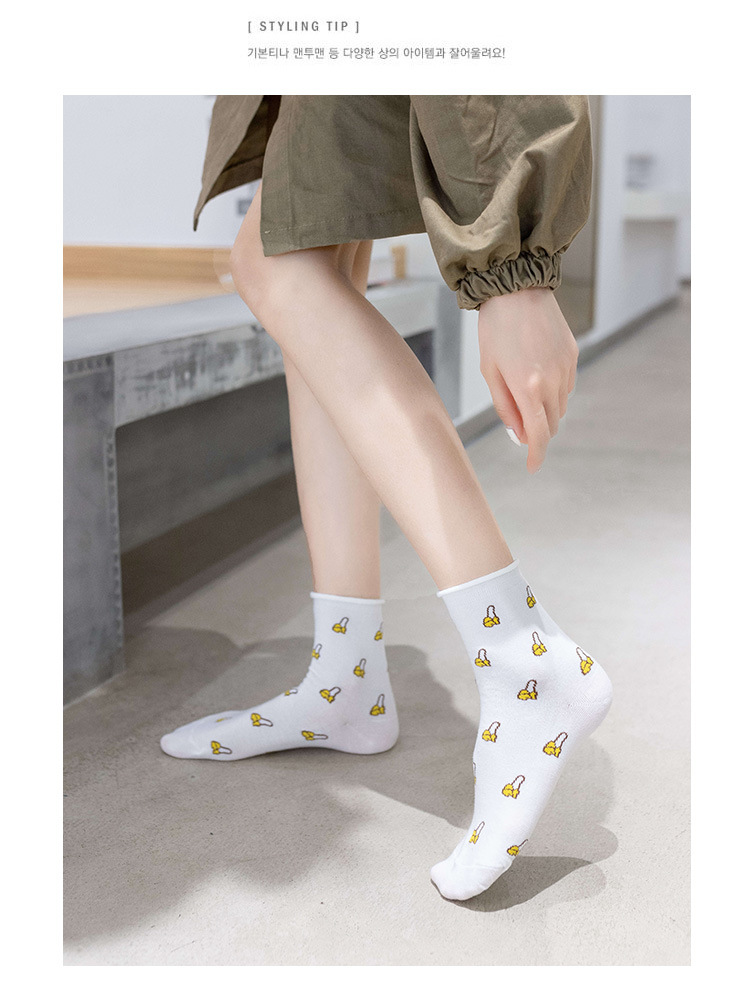 Spring And Summer New Cartoon Fruit Pure Cotton Curling Korean Ladies Socks Wholesale display picture 5