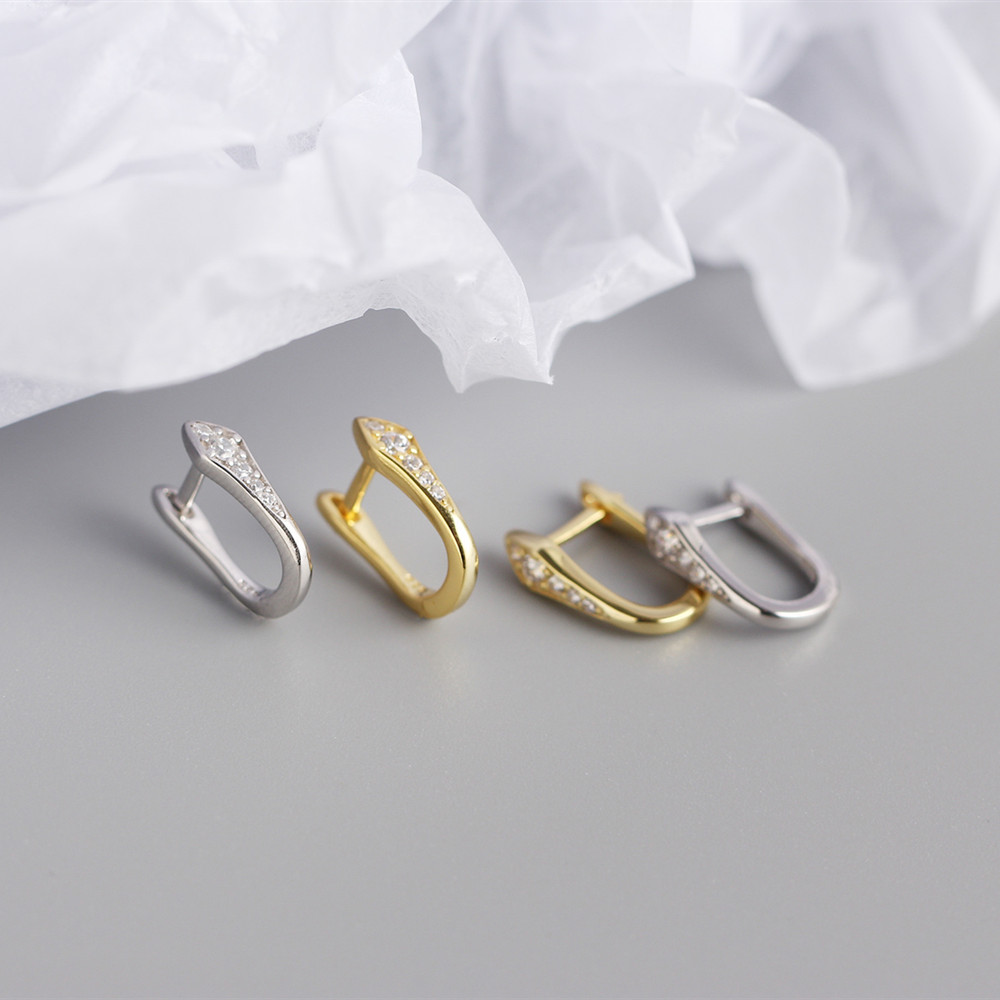 Plating Craft S925 Sterling Silver U-shaped Color Zirconium Earrings Wholesale Nihaojewelry