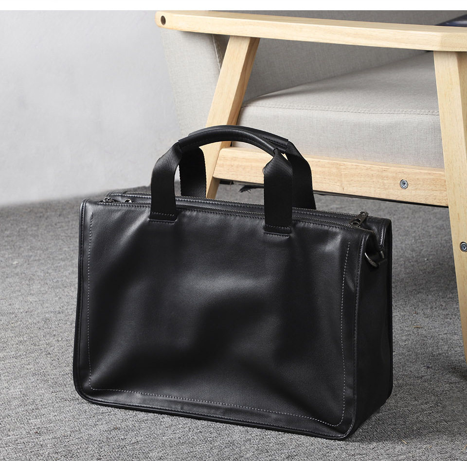 Túi xách tay nam da thật dệt da bò mềm, cặp đeo chéo một vai công sở 42×28,5×14 cm — Dệt da bò cỡ nhỏ, Dây trang trí da bò cỡ lớn, Da bò lớn dệt, Dệt Da Cừu Cỡ Nhỏ chi tiết 27