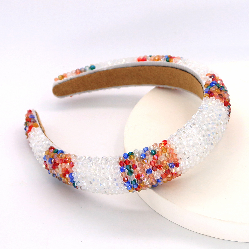 Hot Selling Glass Beads Mix And Match Color Hair Band Crystal Clear Hand-sewn  Hair Band display picture 4