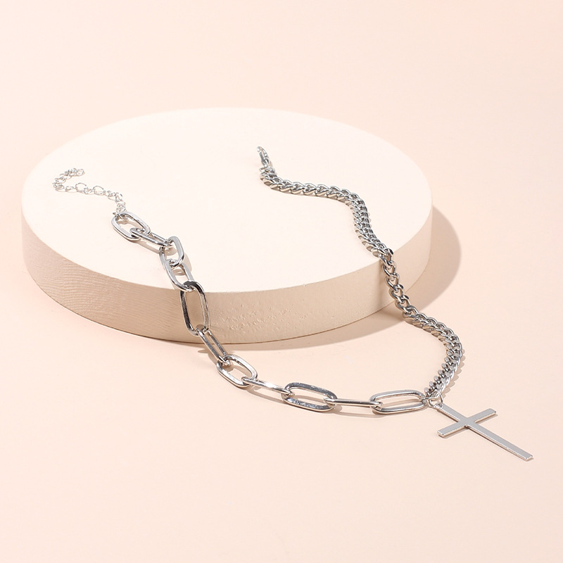 24g Weight Necklace Classification Wedding, Travel Occasion Women'S Gender White Color Women's Short Cross Pendant Necklace Hip-hop Punk Choker Clavicle Necklace Wholesale Nihaojewelry 3