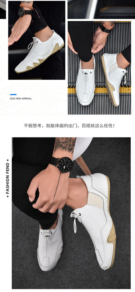 Giày sneaker nam da thật cỡ lớn, giày trắng mềm mũi tròn, gót thấp 1-3 cm — K2082 màu kaki, K2082 màu trắng, K2082 màu xám, K2082 màu đen chi tiết 14