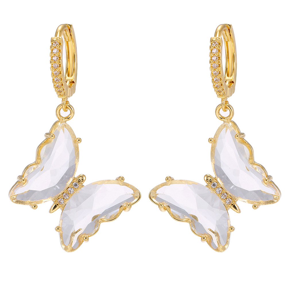 Wholesale Jewelry Glass Crystal Butterfly Pendant Earrings Nihaojewelry display picture 6