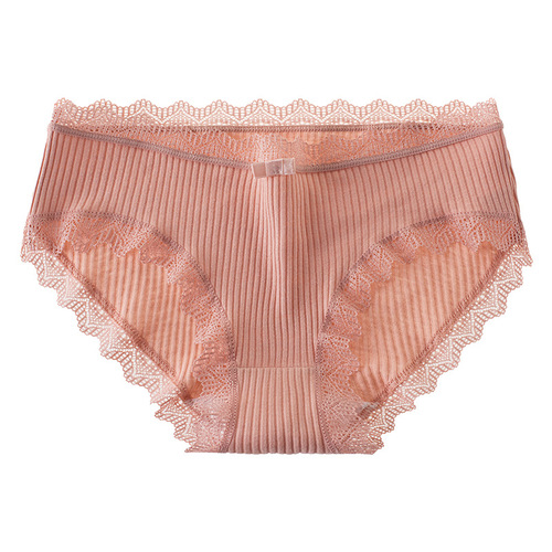 Factory direct selling women's underwear Japanese pure cotton crotch lace edge sexy women's breathable mid-waist girl's briefs