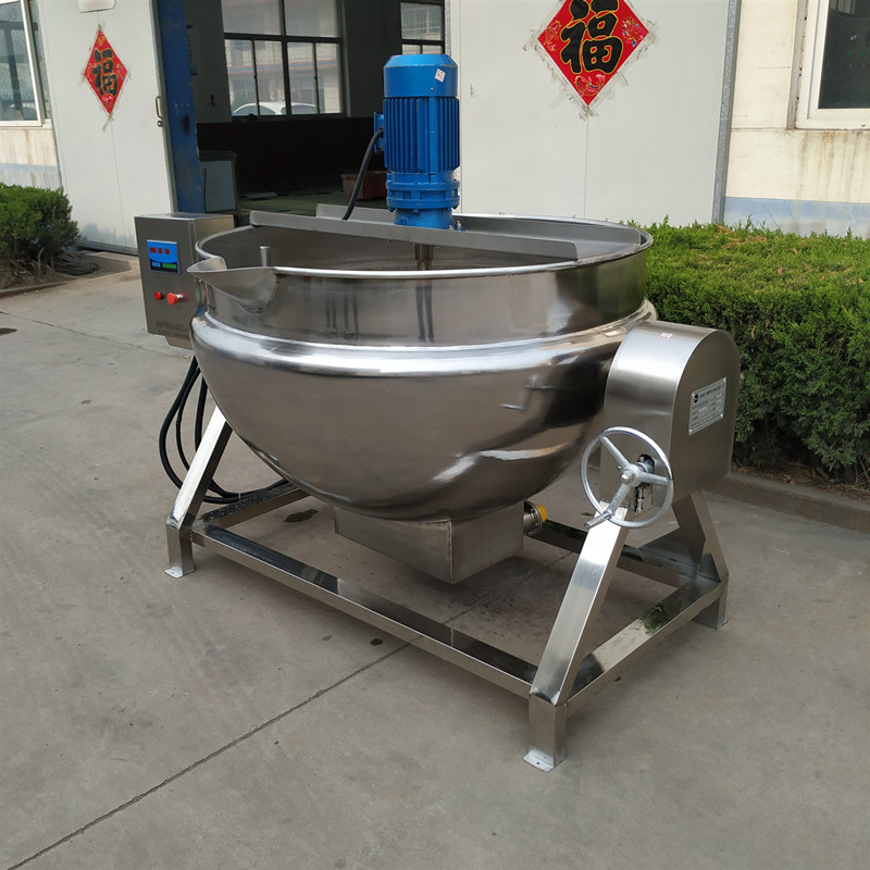 不锈钢自动香菇酱炒制机器 可倾斜式熬苹果酱设备 不糊底夹层锅