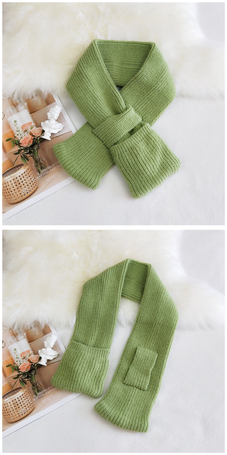 Bags Pure Color Cross Socket Knitted Wool Scarf display picture 7