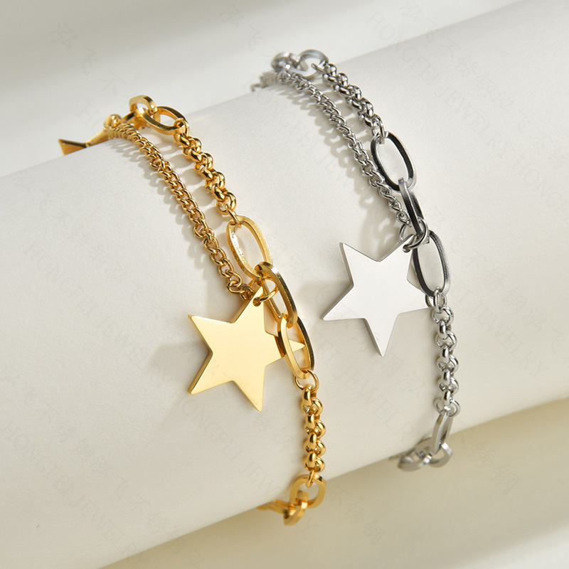 Fashion Five-pointed Star Bracelet Titanium Steel Bracelet Simple And Versatile Stainless Steel Bracelet Wholesale Nihaojewelry display picture 1