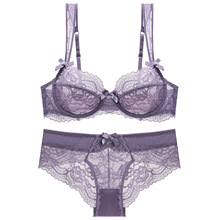 新款1761薄款欧美女士内衣性感透明超薄无垫蕾丝文胸套装