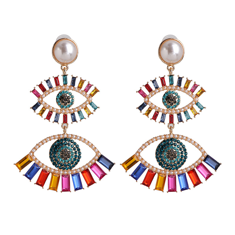 Fashion Eye Diamond Alloy Acrylic Earrings Ear Studs display picture 5