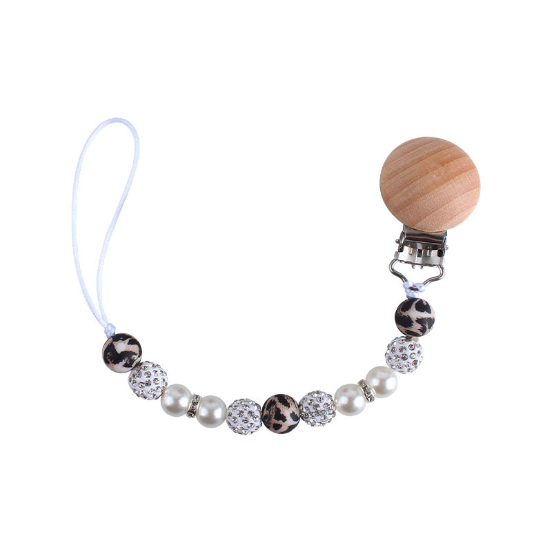 Nuevo bebé haya chupete clip bebé creativo leopardo perlas de gel mordedor gel pulsera chupete cadena anti-cadena