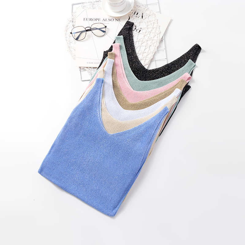 91g Weight Wholesale Women's Casual Simple Style Solid Color Bright Line Tank Tops