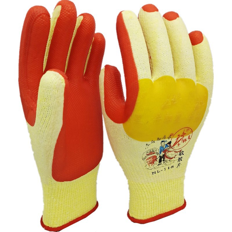 牛郎星118加厚橡胶手套胶片塑胶皮防割建筑工地劳保手套
