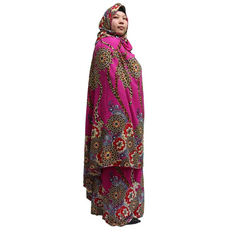 人棉印花非洲款阿拉伯大头巾长袍中东妇女宽松大码衣服一件代发详情14