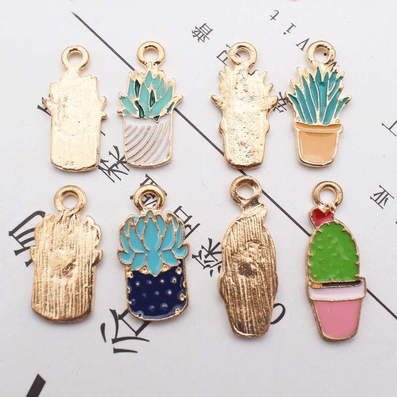 Charms, Jewelry Accessories Classification 10 PCS/Package Alloy Cactus Plant