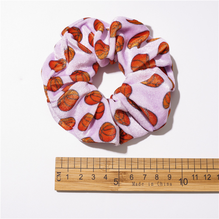 Golden Velvet Basketball Series Large Intestine Circle Elastic Hair Scrunchies display picture 1