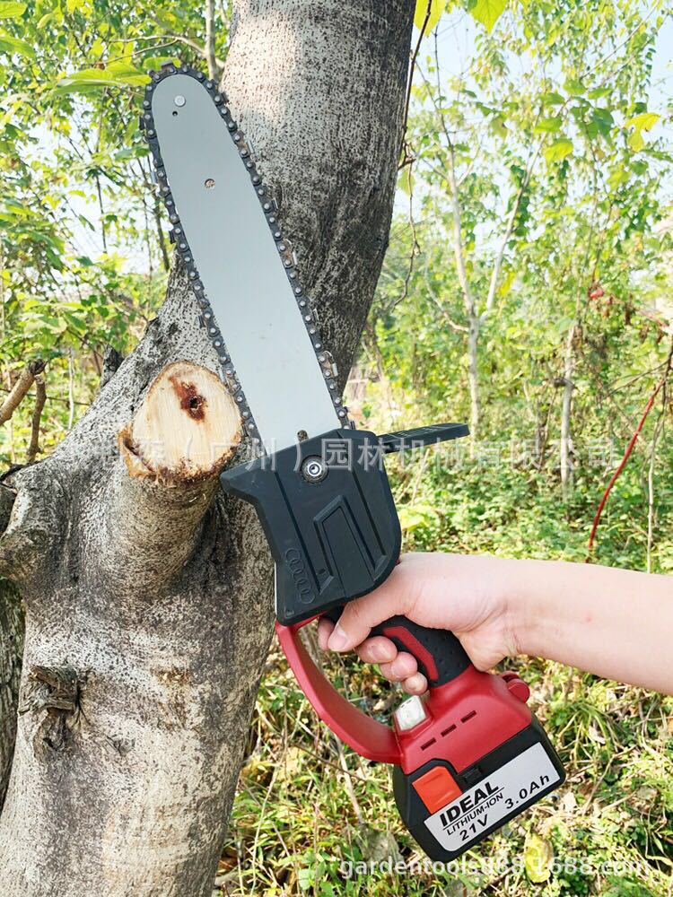 锂电池充电式锂想电链锯单手锯家用小型伐木锯户外手持修枝电锯