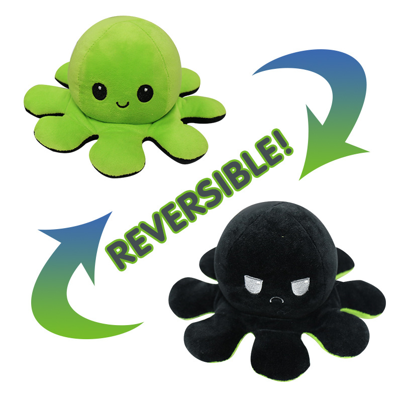 hot sale flipped octopus dolls double-sided expression flipped octopus vibrato small octopus toys NSNO4327