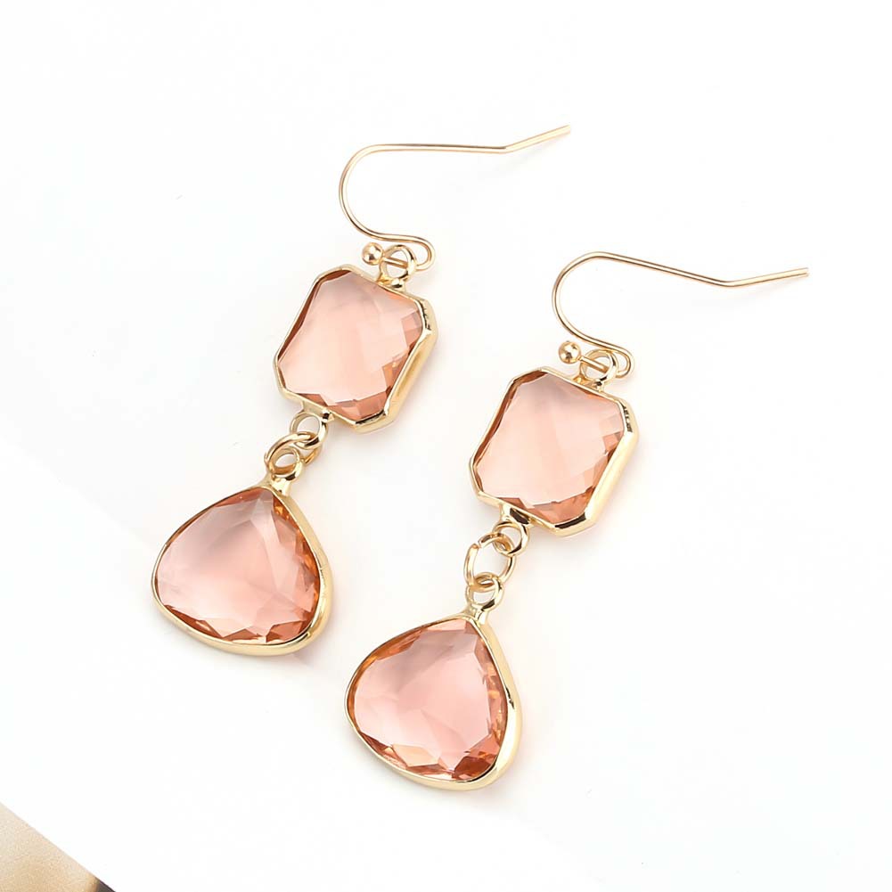1 Pair Quantity Daily Occasion Artificial Crystal, Glass Material Geometric Pattern Simple Style Geometric Artificial Crystal Glass Inlay Artificial Gemstones Women's Drop Earrings