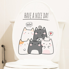 Bathroom Wall Decals Toilet Paper Toilet Cover Tank Decor Sticker Waterproof Self-Adhesive Bathroom Toilet Tile Cat