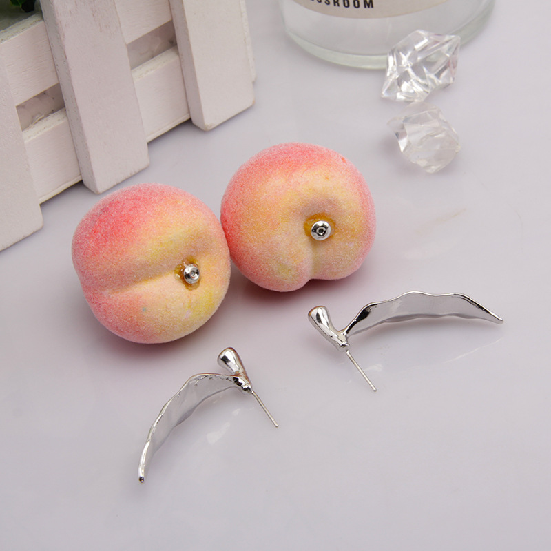 Simulation Fruits Mignonnes Grandes Boucles D'oreilles Pêche display picture 4