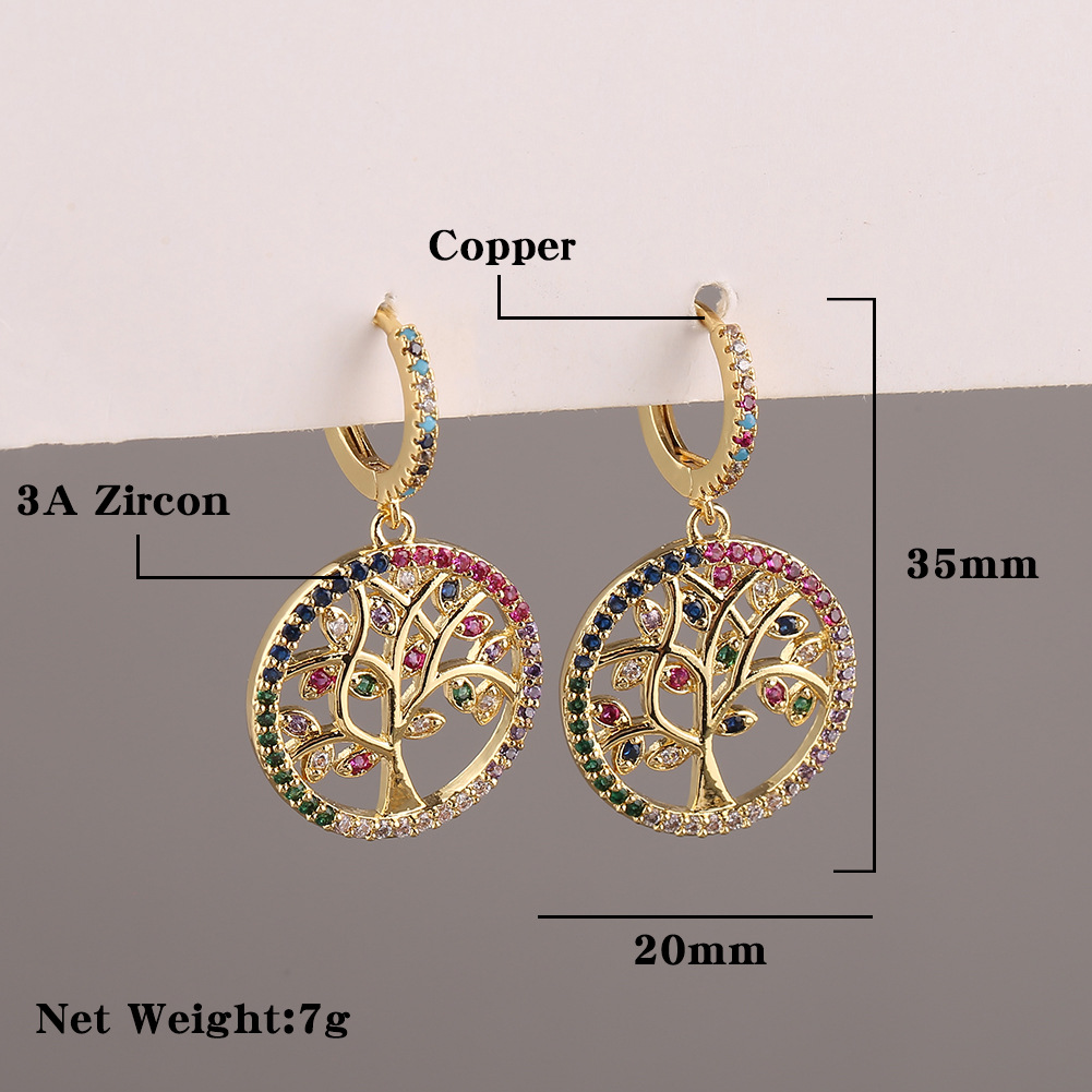 New Fashion Zircon Tree Of Life Earrings display picture 1