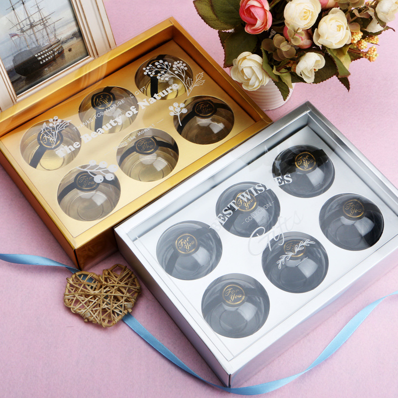 4粒6格透明金银蛋黄酥包装盒中秋月饼青团雪花酥牛轧糖饼干包装盒