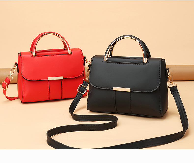 Fashion Style Square Shape Medium Size Women's Medium Pu Leather Solid Color Fashion Square Flip Cover Crossbody Bag