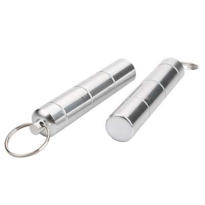 Drug storage box Key buckle Portable 4 trumpet Cartridge waterproof aluminium alloy Storage tank 21g