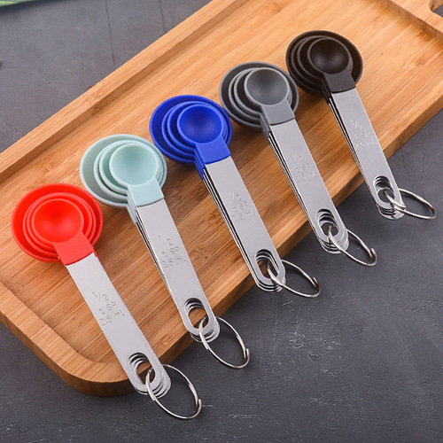 Plastic measuring cup stainless steel handle measuring cup measuring spoon 8-piece set with graduated measuring spoon measuring spoon set baking gadgets