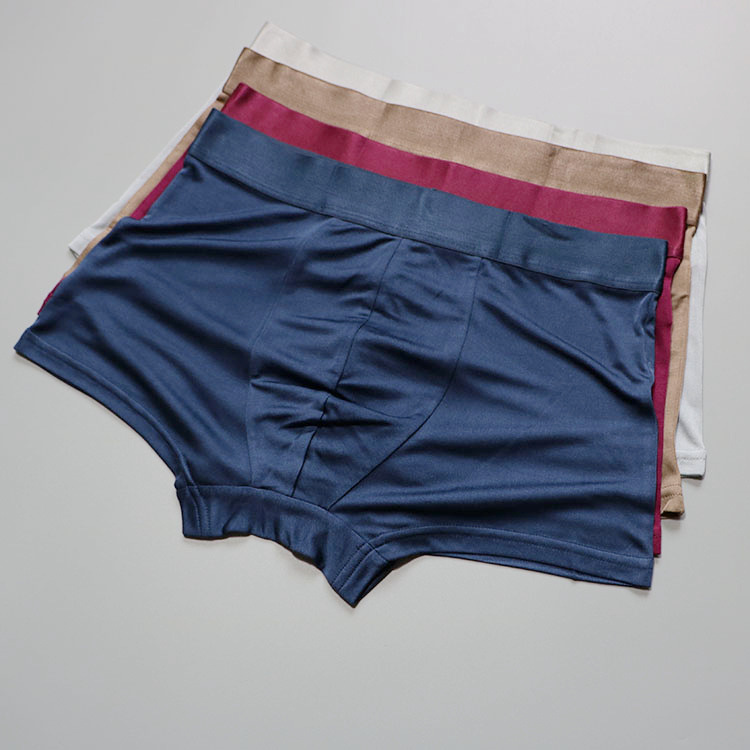 高档桑蚕丝男士平角裤针织真丝宽松大码内裤无痕透气真丝亲肤短裤