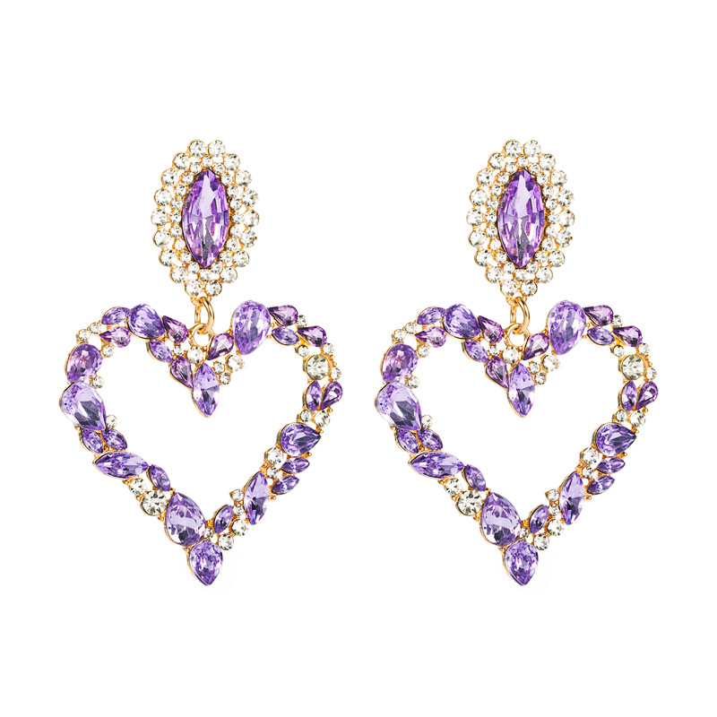 Heart-shaped Alloy Inlaid Rhinestone Retro Exaggerated Earrings display picture 7