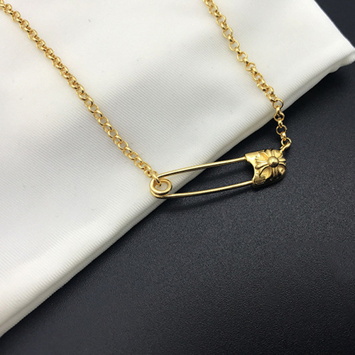 European and American ins style necklace Internet celebrity retro old chain choker gold lock pin chain choker necklace