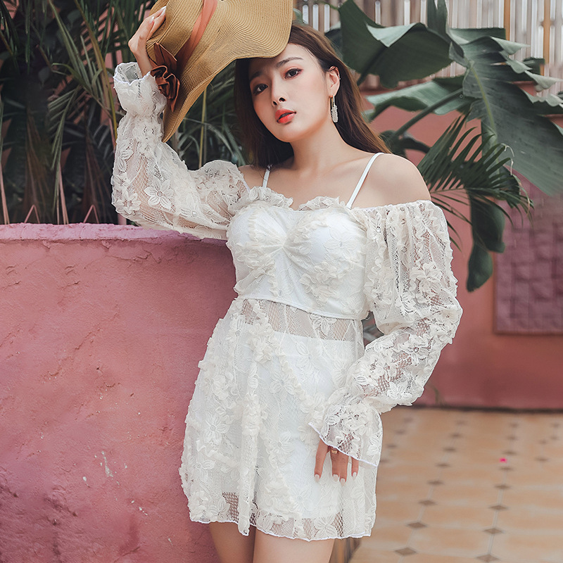 游泳衣女胖mm显瘦性感学生韩国比基尼温泉泳衣两件套分体裙式大码