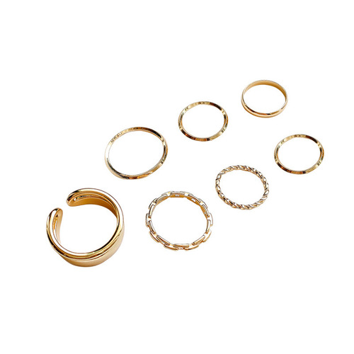 Korean style design sense ins trendy fashion personality geometric ring same style set index finger European and American pinky ring