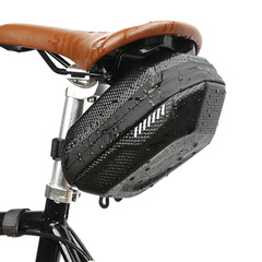 Bicycle bag carbon pattern waterproof rear tail bag mountain bike large capacity hard shell saddle bag seat tail bag riding equipment