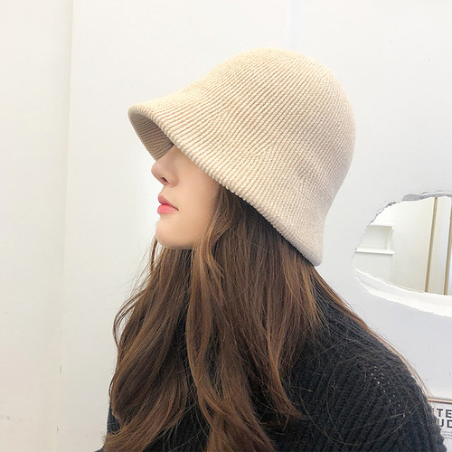 Autumn and winter warm hat women's chenille fisherman hat Korean version versatile casual knitted bucket hat Japanese simple basin hat