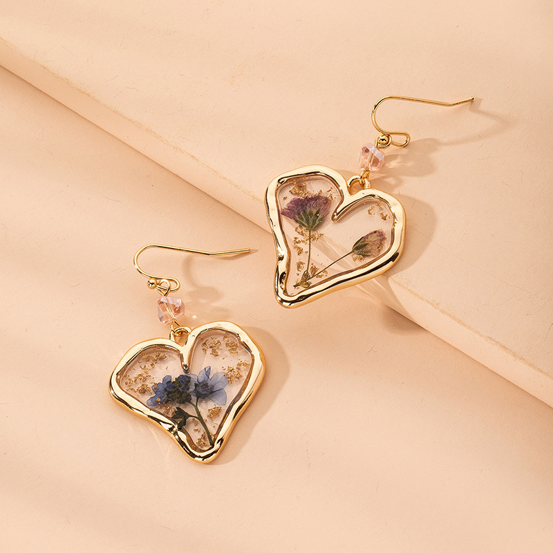 Korea New Geometric Heart-shaped Flower Pendant Earrings For Women Wholesale display picture 2