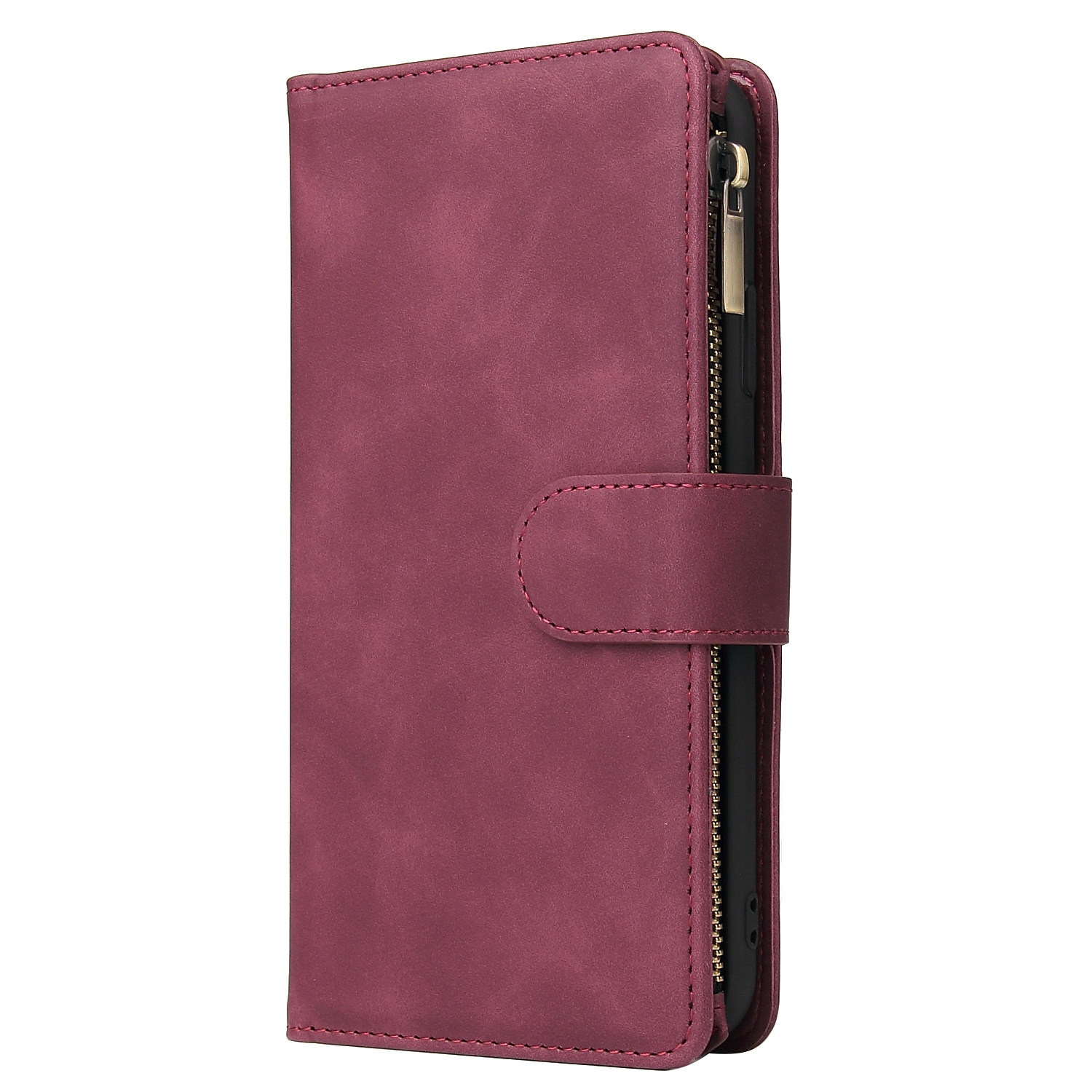 Suitable For IPhone 12 Zipper Phone 17 Pro Max Stand Multi-Card Wallet Leather Case XS_voghion.com