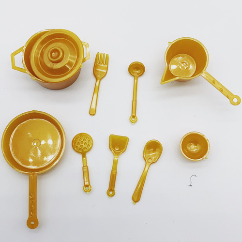 DOLLHOUSE miniature food toy scene model small rag doll house BJD accessories mini pots and pans 10-piece set