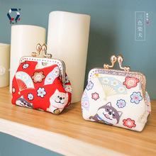 【錢麗】三色柴犬可愛手工零錢包和風搭扣硬幣包女個性日式口金包