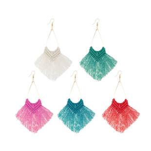 1 Pair Original Design Tassel Dacron Thread Seed Bead Women's Drop Earrings display picture 4