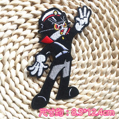 diy儿童卡通电脑刺绣黑猫贴布贴花补丁贴装饰贴徽章背胶可熨烫