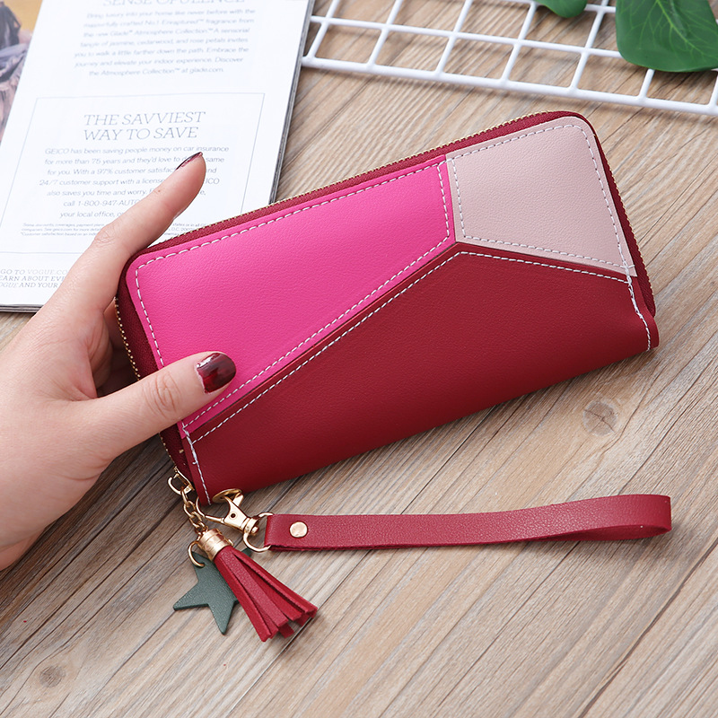 Korean Stitching Women's Wallet Card Bag Color Matching Mobile Phone Bag Card Bag display picture 8