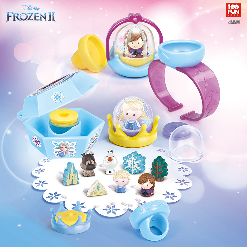 迪士尼冰雪奇緣水晶球套裝女孩愛莎Disney手工制作壹百分益智玩具