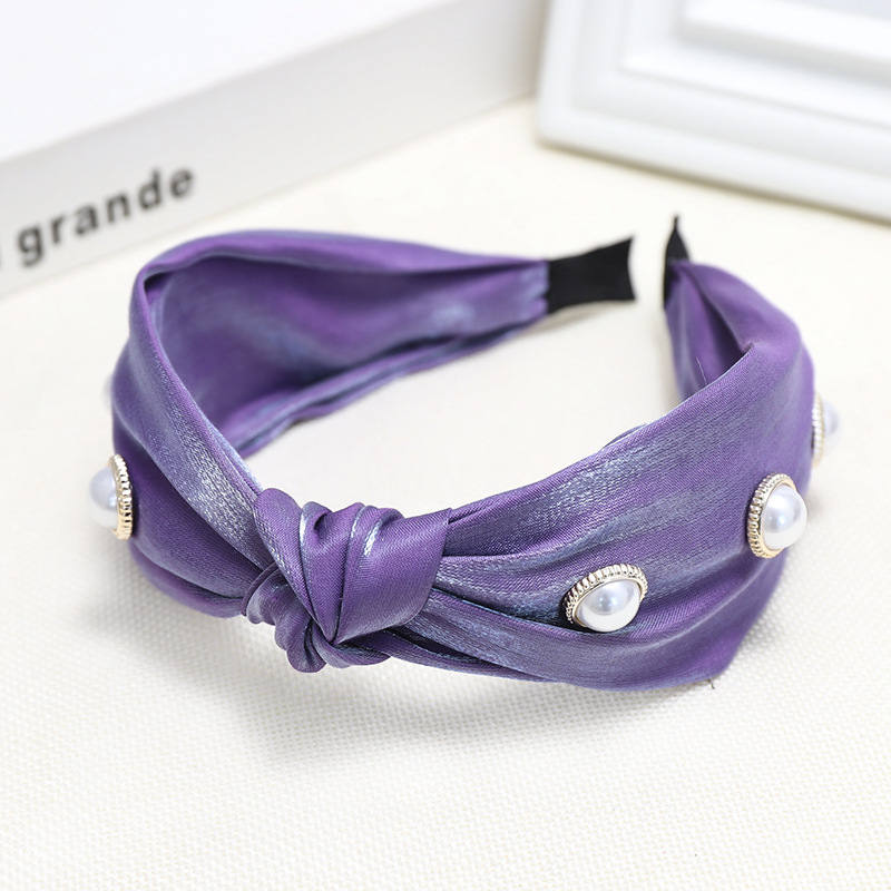 Célébrité Internet Je Personnalité De La Mode Perle Bandeau Solide Couleur Shiner Tissu Tout-match Bandeau Yiwu Hairware C858 display picture 14