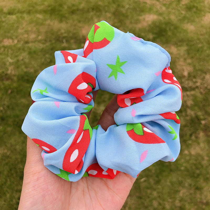 Korean New Fashion Printed Strawberry Cute Cheap Scrunchies Wholesale display picture 6