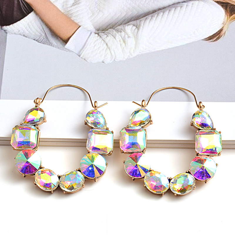 27g Weight Zircon Inlay Material Earrings Classification 1 Pair Quantity Holiday, Shopping Occasion Alloy Material Geometric Pattern Women's Gender Plating, Inlay Design Retro, Roman Style Style 1 Pair Retro Roman Style Geometric Plating Inlay Alloy Zircon Earrings 8
