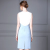 Dress work blue and white to receive waist show thin vest skirt